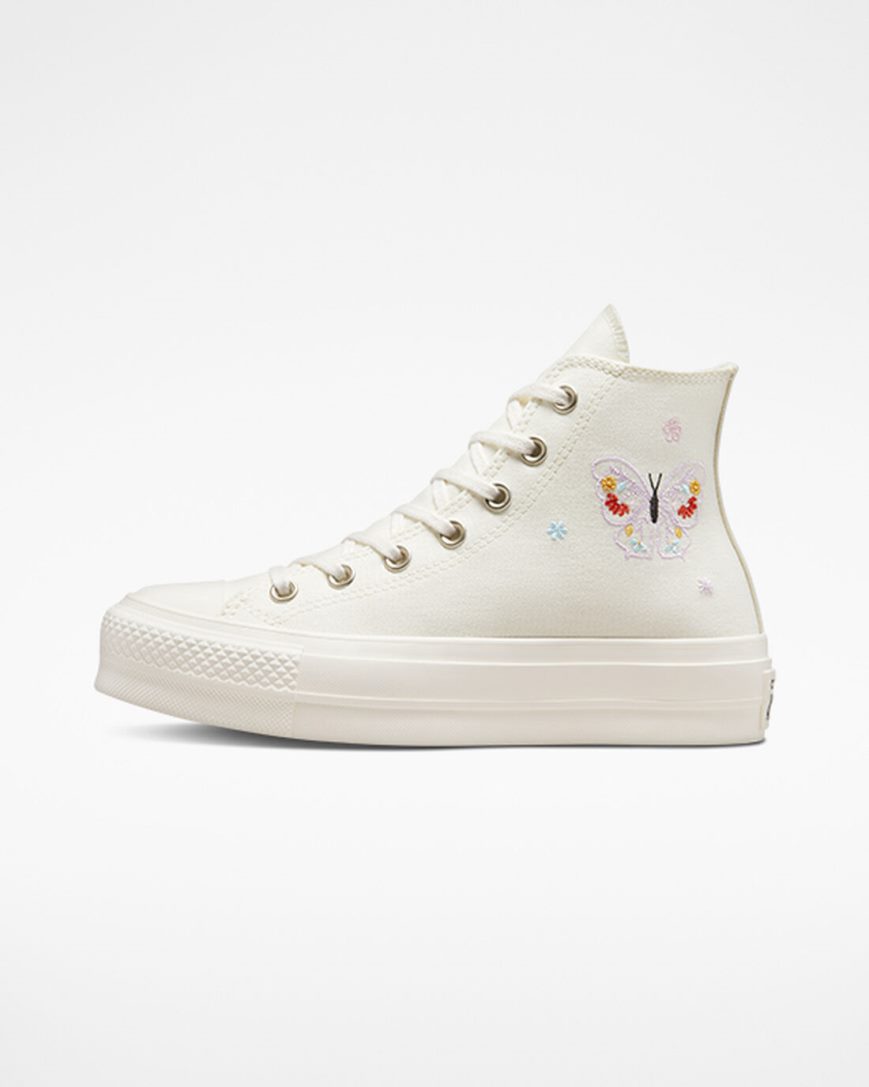Women's Converse Chuck Taylor All Star Lift Butterfly Wings High Top Platform Shoes Beige / Pink | AU 10486C
